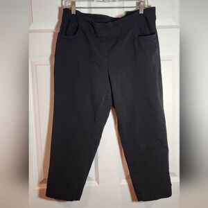 Slim-Sation Black Stretch Cropped Pants Cutout Detail Tummy Control Size 18